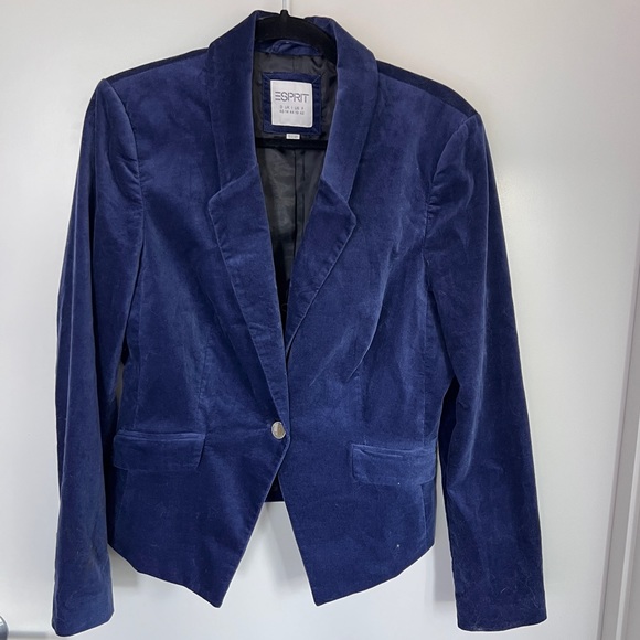 Navy blue velvet blazer - Picture 2 of 5